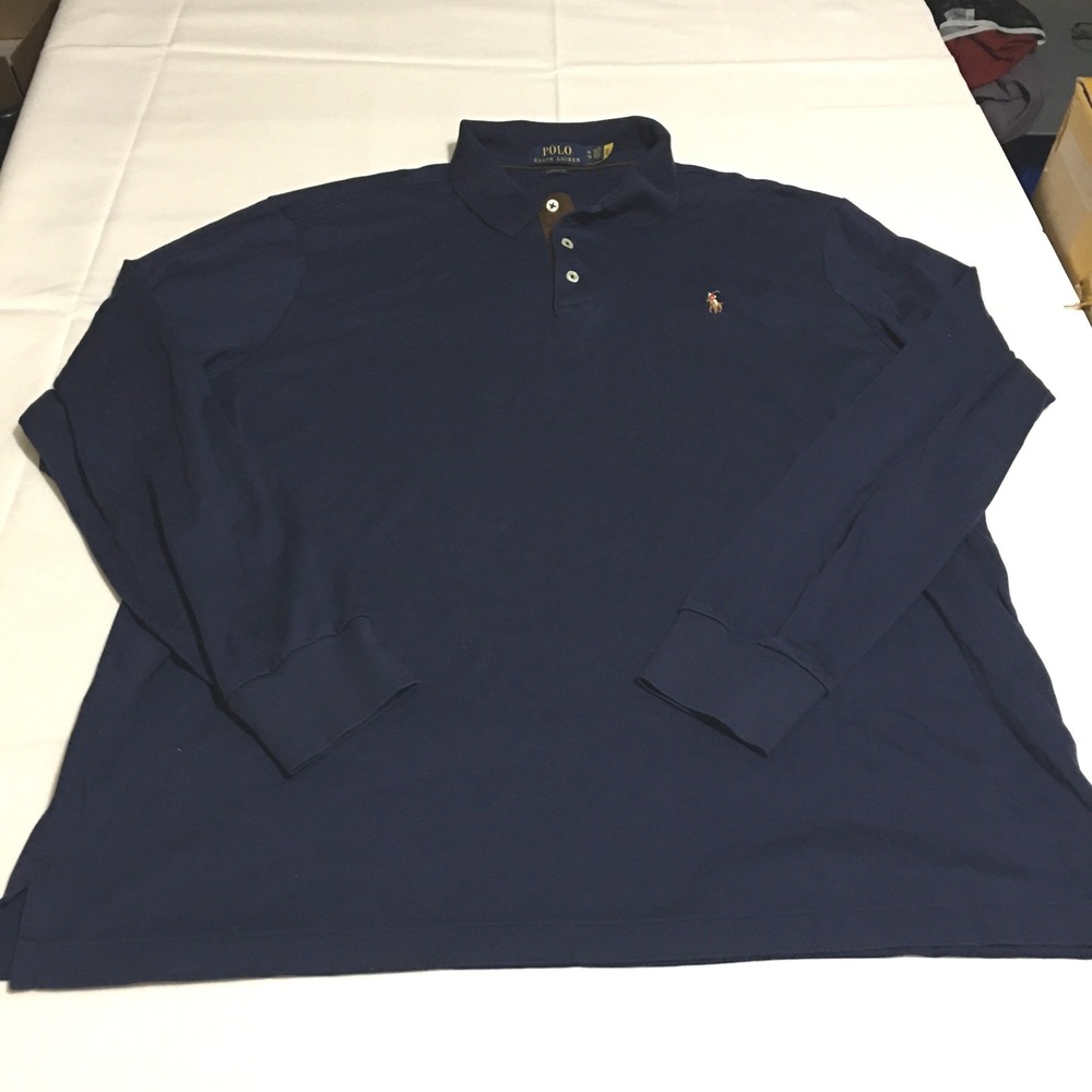 Polo Ralph Lauren Long Sleeve Polo Shirt Mens XL Navy Blue Classic Fit